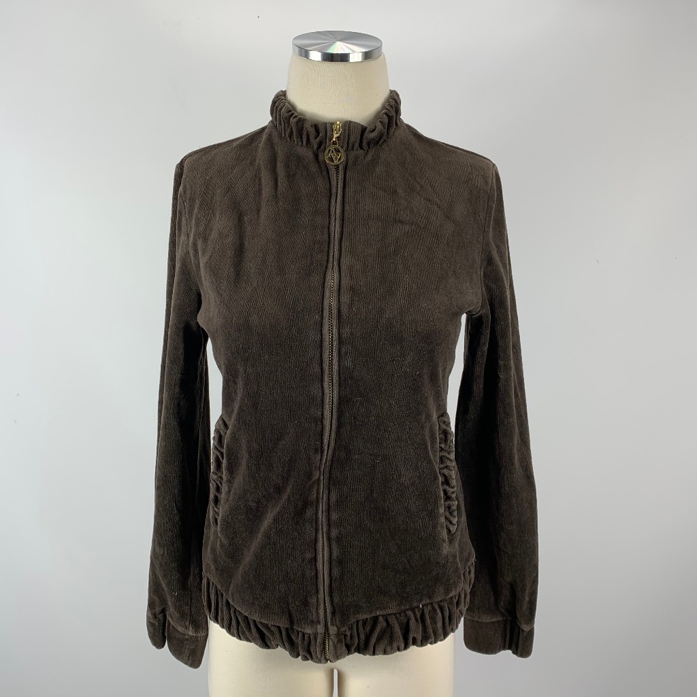 Adrienne Vittadini Small Brown Track Jacket Gold